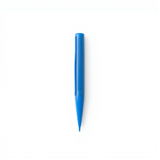 High-quality image of a large blue marker on a plain white background, close-up shot, using a DSLR camera at 50mm focal length, aperture f/2.8, ISO 100, with soft natural lighting.