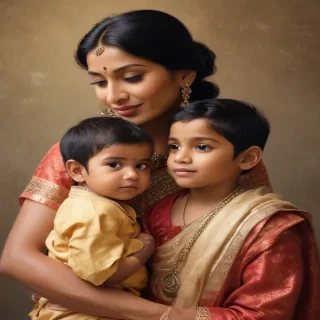 mom and son indian