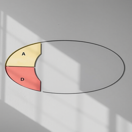 Generate a high-resolution image of a gray, abstract geometric layout featuring labeled sections A, B, C, D, E, F, G, H arranged in an oval pattern, shot with a DSLR camera at f/8 aperture, ISO 100, 1/125s shutter speed, in a flat lay style with natural lighting.