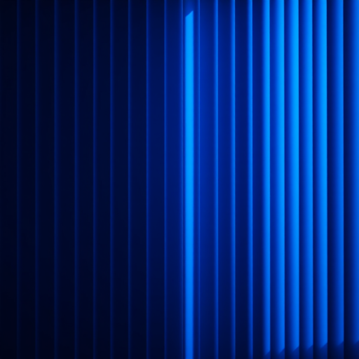Create a vertical striped pattern in shades of blue, with bright and dark tones, using a DSLR camera with a 50mm lens, f/8 aperture, ISO 100, and a soft focus effect for enhanced depth.