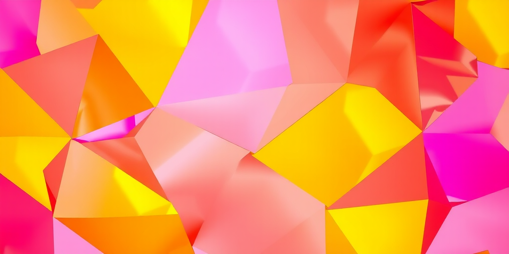 regenerate a vibrant abstract image with geometric shapes in shades of yellow and pink, using a high-resolution camera at f/8 aperture, ISO 100, 24mm focal length, top-down view, studio lighting setup, digital camera style