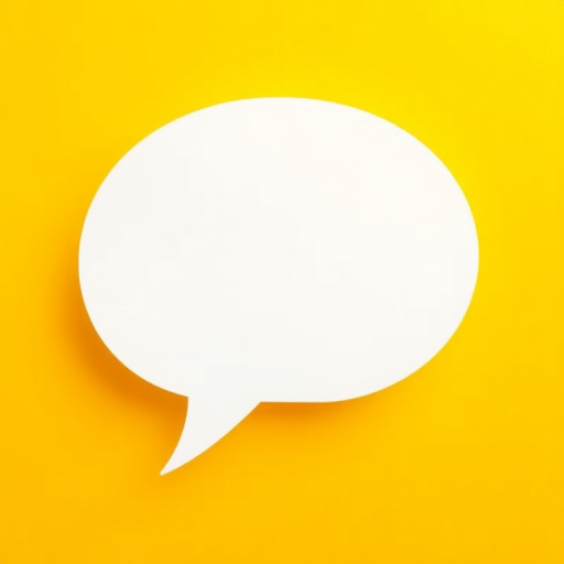 Create a vibrant illustration of a white speech bubble with a thought bubble emerging from it on a bright yellow background, shot with a Canon EOS R5, 50mm lens, f/2.8 aperture, ISO 100, natural lighting, and a high-resolution setting for crisp detail.