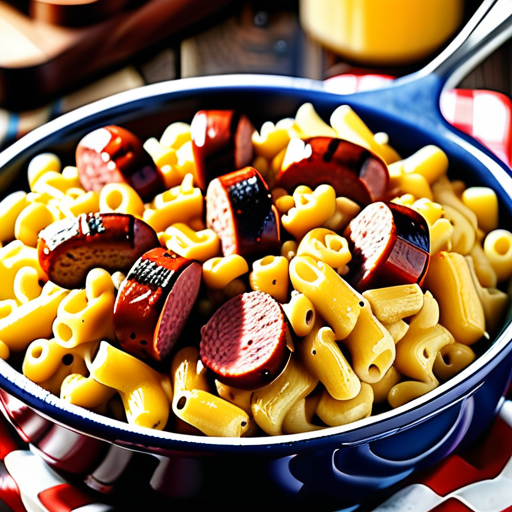 smoked sausage and mac and cheese