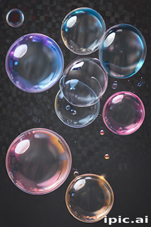 Colorful Soap Bubbles Floating Gracefully Against a Dark Background ...