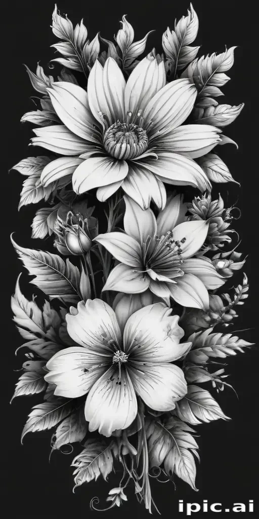 flower clip art black and white