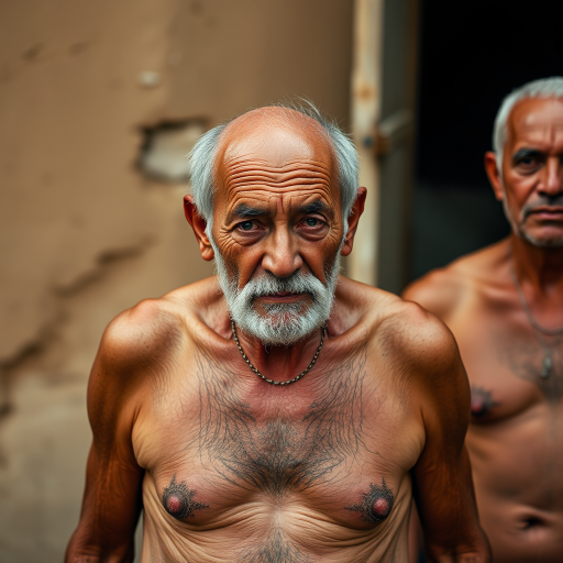 shirtless old men