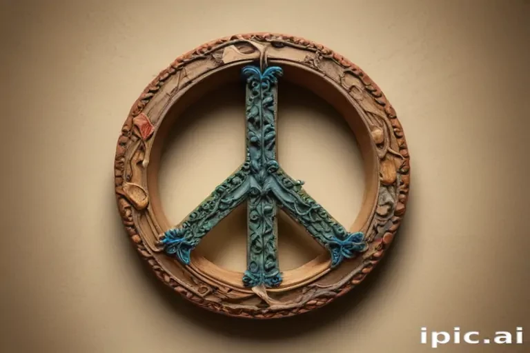 Intricate Peace Symbol Decorated with Nature-Inspired Floral and Leaf ...