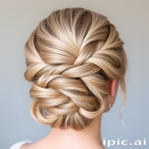 Sophisticated ash blonde updo with intricate braided details and wispy tendrils, perfect for formal occasions, dubbed "Ethereal Elegance"