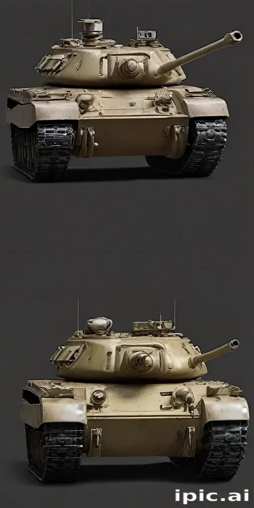 A Detailed View of a Classic Military Tank in Neutral Colors.