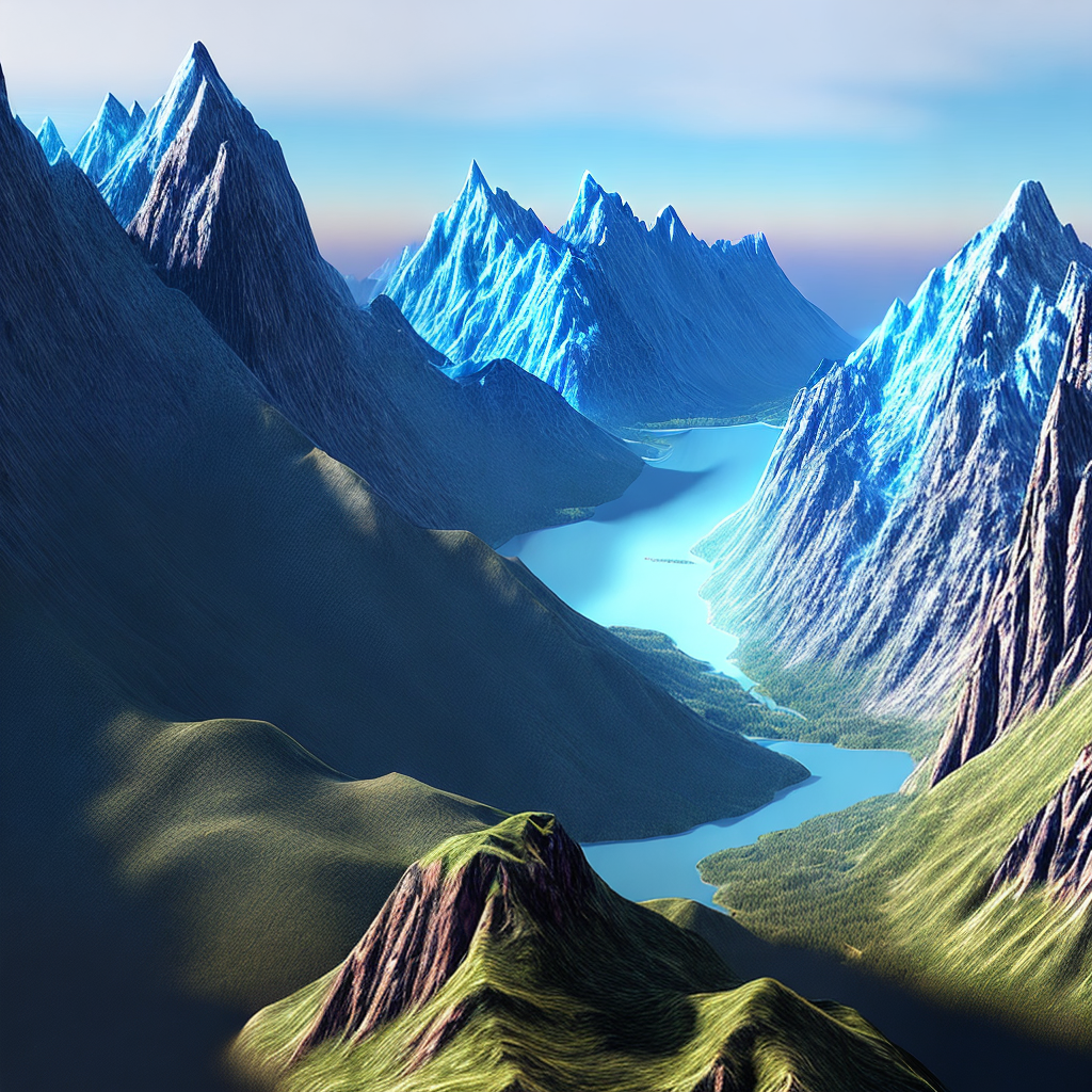 cyberpunk mountains 3d