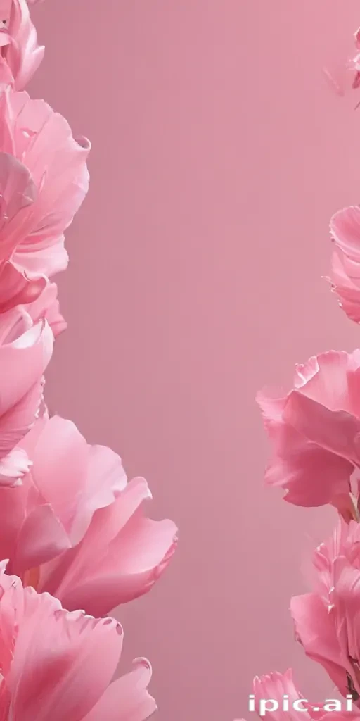 Delicate Pink Flowers Framing a Soft Blush Background for Spring Aesthetic