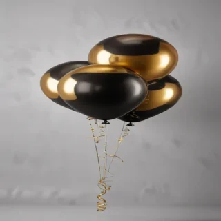 black and gold balloons png