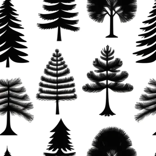 pine tree black and white clipart