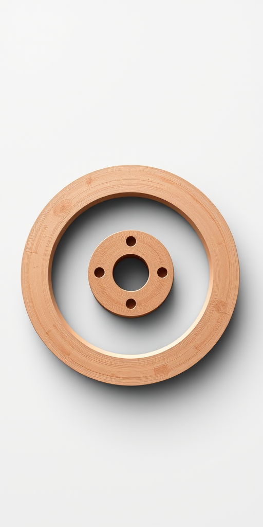 Create a high-quality illustration of a circular object resembling a simple spool, shot from a top-down view, using a DSLR camera with an aperture of f/2.8, ISO 100, and a shutter speed of 1/250s for optimal clarity and focus.