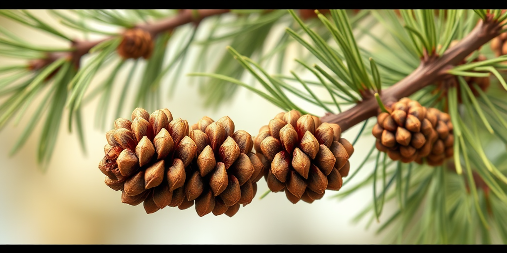 Create a detailed illustration of a pine branch with pine cones, using a DSLR camera with a 50mm lens, aperture set to f/2.8 for shallow depth of field, captured from a macro view to emphasize texture, with soft natural lighting to enhance colors and contrast.