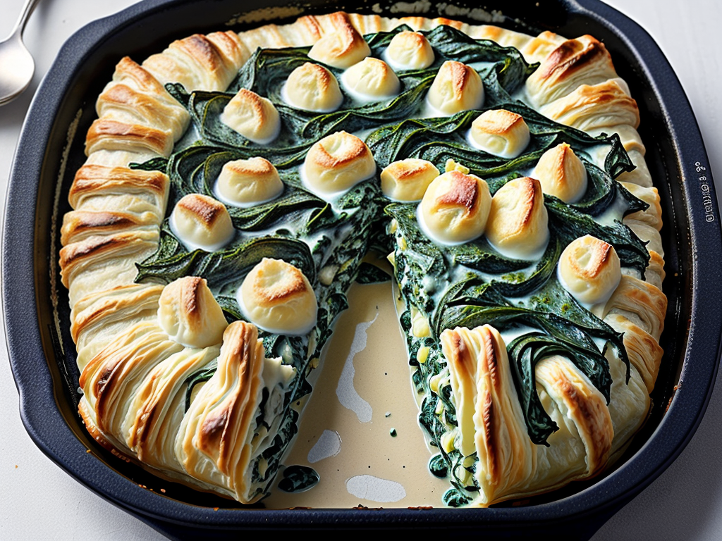 creamed spinach and potatoes with puff pastry