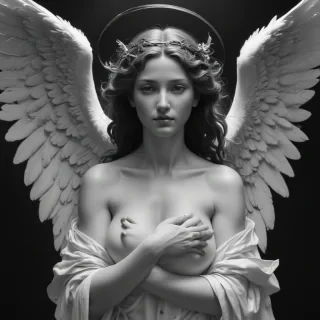 black and white angel drawings