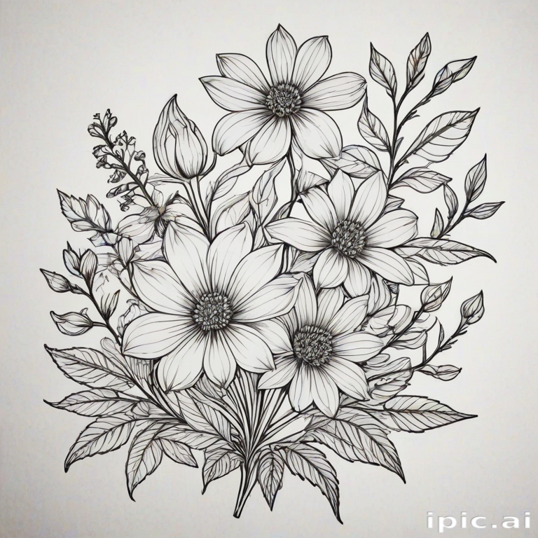 line work flowers