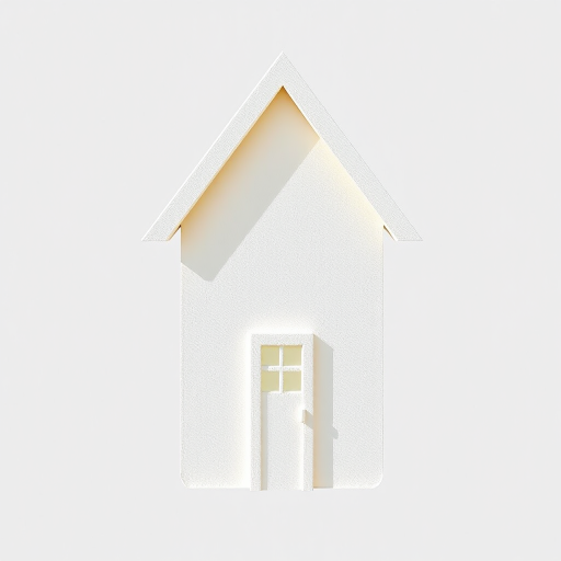 Create an illustration of a simple, sleek upward-pointing home icon, shot with a DSLR camera at f/2.8 aperture, ISO 100, 50mm lens, in natural light, using a wide-angle view for clarity and depth.
