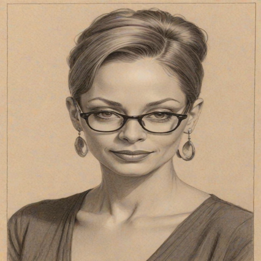 Appealing Debra Wilson, pencil sketch, portrait of Magnificent woman 1929s in glasses, hair style beatnik, outline, clear lines, fine lines, 8k