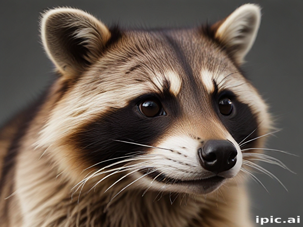 Deep Learning Face Raccoon A Charming Close-Up of a Realistic and Adorable Raccoon Face.