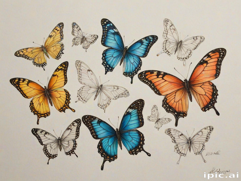 drawing butterflies