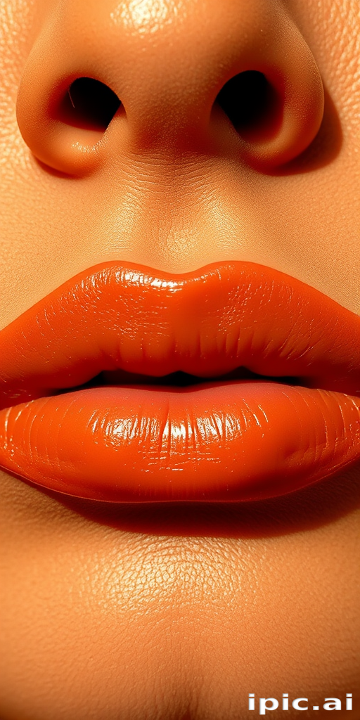 Earthy terracotta lips with a suede-like finish, warm and inviting, embodying the essence of sun-kissed desert landscapes