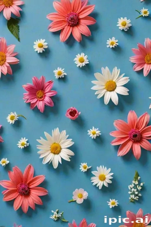 blue background with flowers