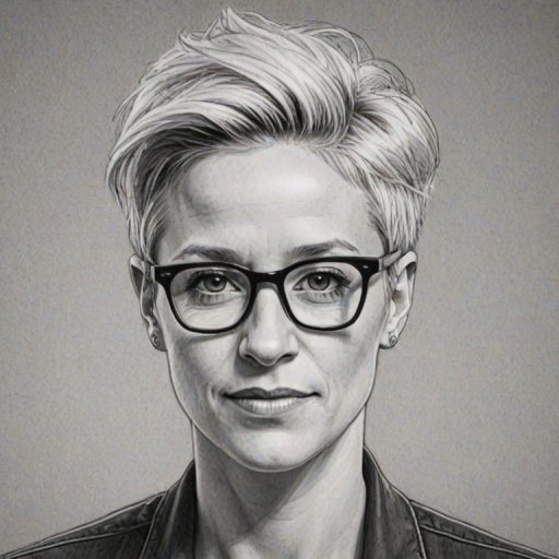 Beauteous Megan Rapinoe, pencil sketch, portrait of Stunning woman 1946s in glasses, hair style beatnik, outline, clear lines, fine lines, 8k