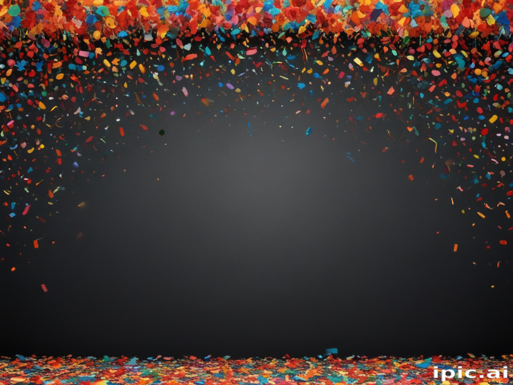 Colorful Confetti Falling Against a Dark Background for Celebration Events