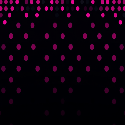 Create a seamless pattern of pink dots on a dark background, captured with a DSLR camera, f/8 aperture, ISO 100, 50mm lens, top-down view, softbox lighting for even illumination.