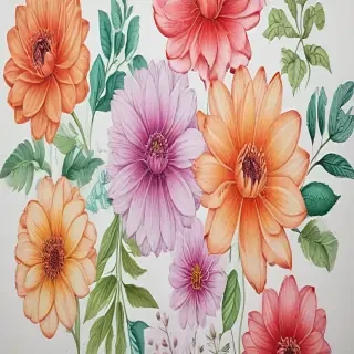 flower drawings color