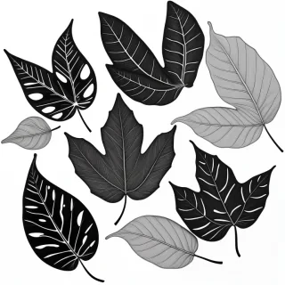 black and white leaf clip art