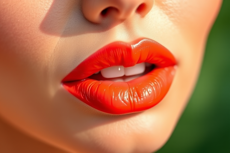 Sun-kissed Coral Crush lip color offering a vibrant orange-pink hue, dewy finish, and color-adapting technology, ideal for summer and tropical-inspired looks
