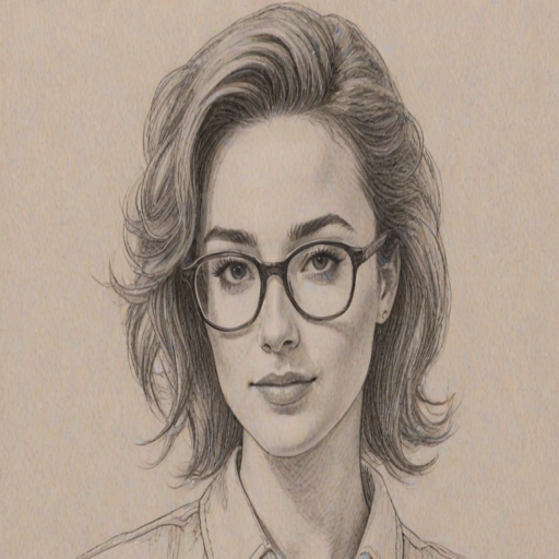 Appealing Allison Scagliotti, pencil sketch, portrait of Delightful woman 1980s in glasses, hair style beatnik, outline, clear lines, fine lines, 8k