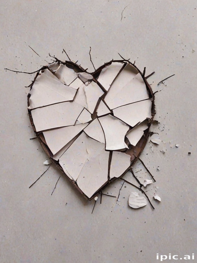 Fragmented Heart: A Visual Representation of Love's Fragility and Beauty