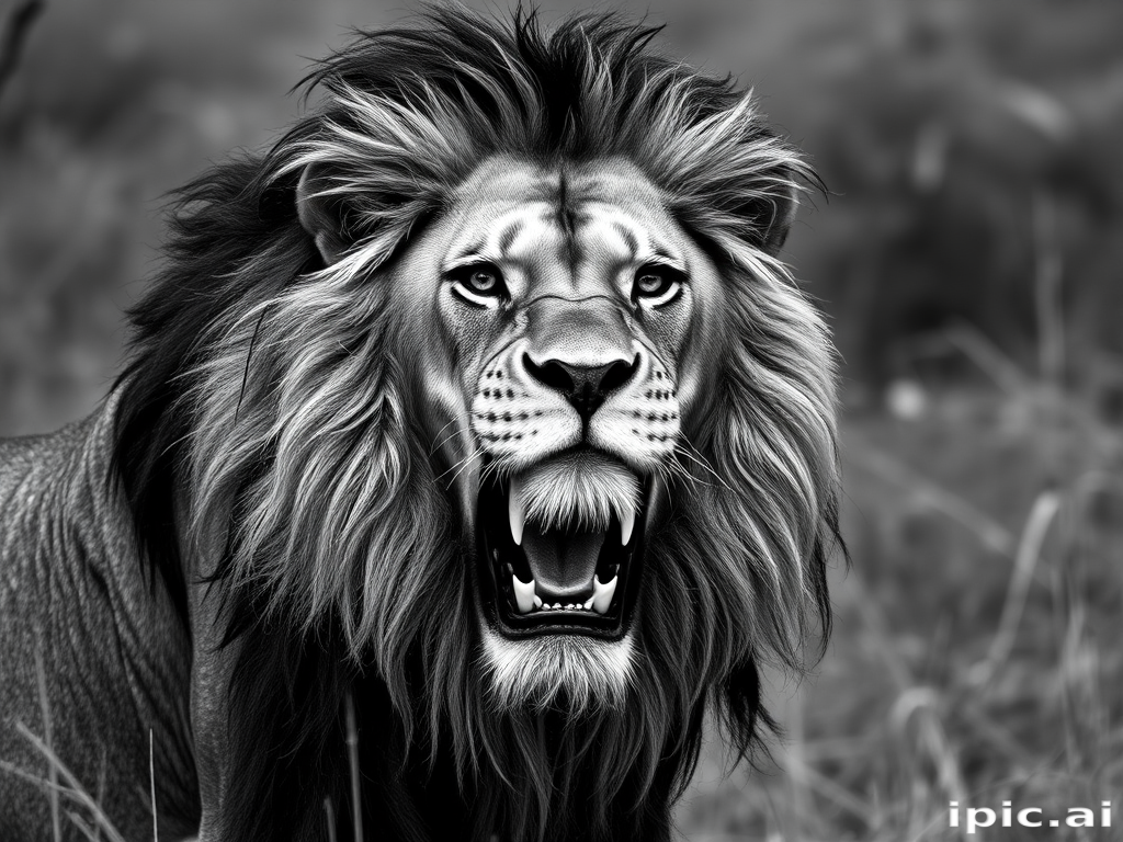 lion black and white