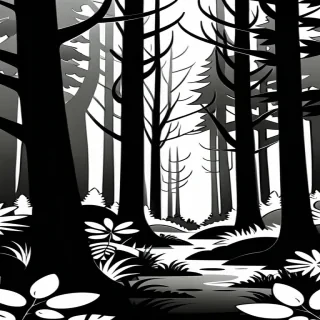 forest clipart black and white