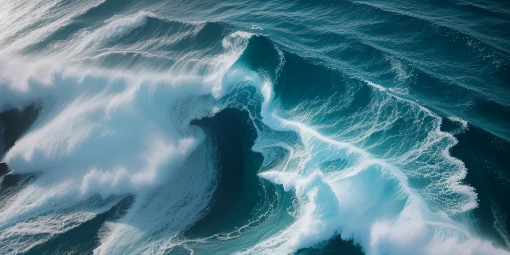 Majestic Ocean Waves Crashing in a Dance of Turquoise and White