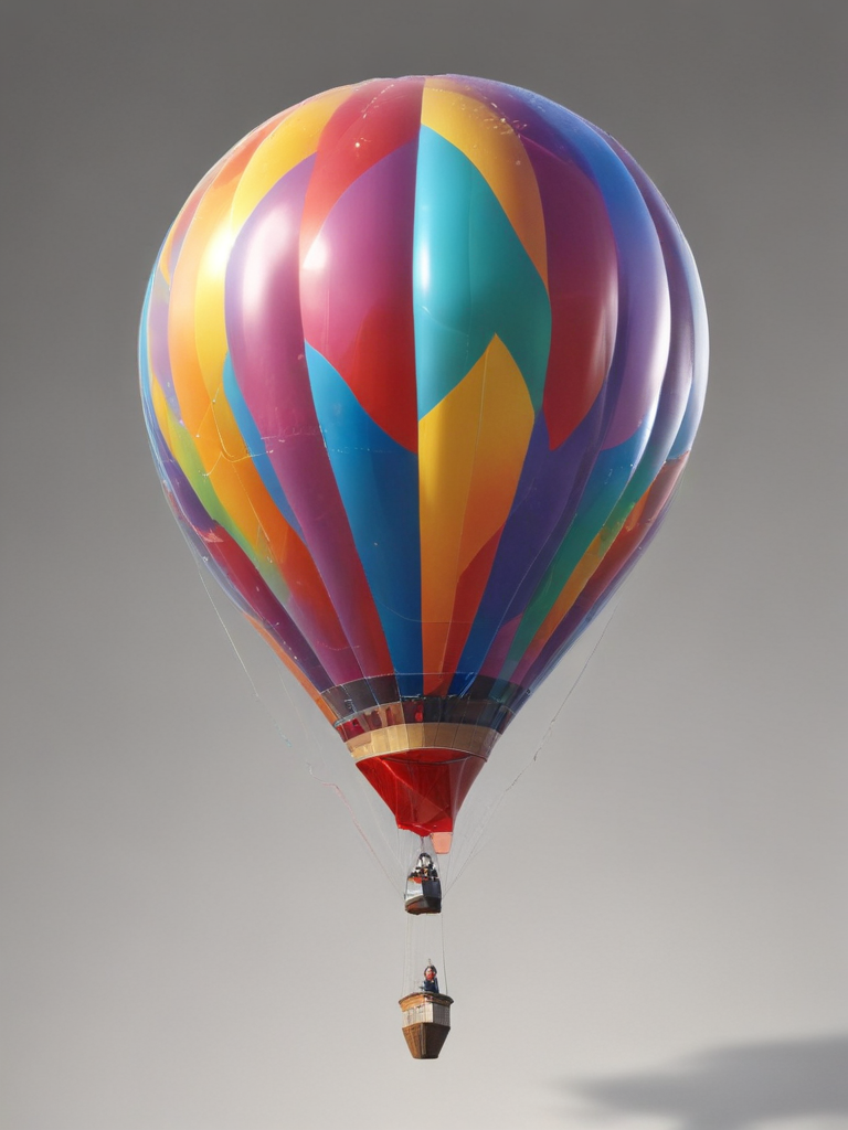 A Vibrantly Colored Hot Air Balloon Soaring Gracefully Through Clear Skies.