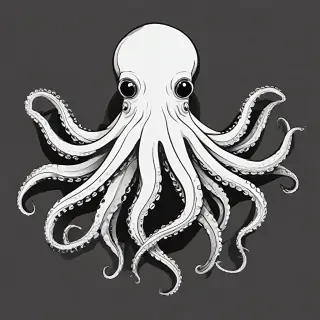 octopus clipart black and white