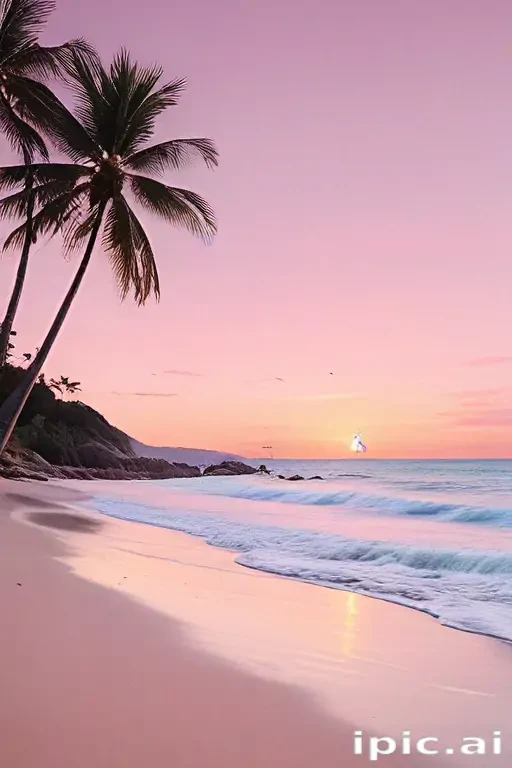 pastel pink beach wallpaper