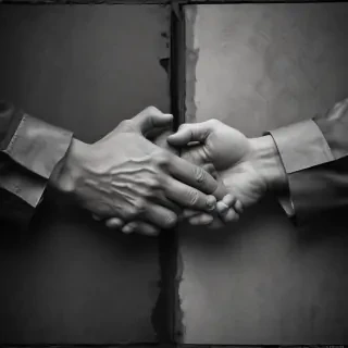 handshake black and white