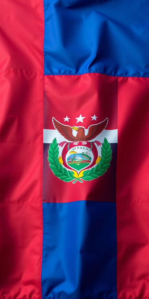El Salvador flag, high resolution, shot with a DSLR camera at f/8 aperture, 50mm lens, ISO 100, natural lighting, centered composition, vivid colors and sharp details.