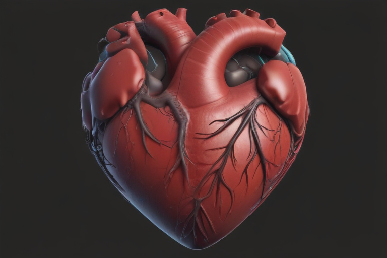 A Detailed Illustration of a Human Heart with Anatomical Features ...