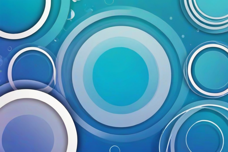 create a digital background featuring a gradient blue color with overlapping circles and geometric shapes in various sizes and opacity.