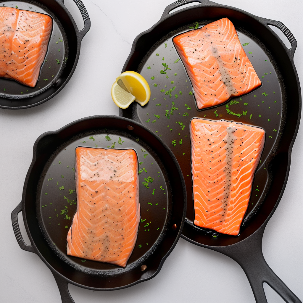 cooking salmon in cast iron skillet and oven