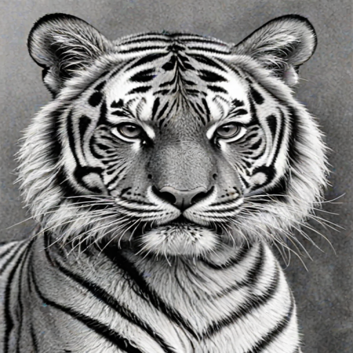 tiger clipart black and white