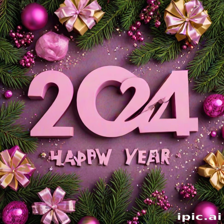 pink happy new year 2024