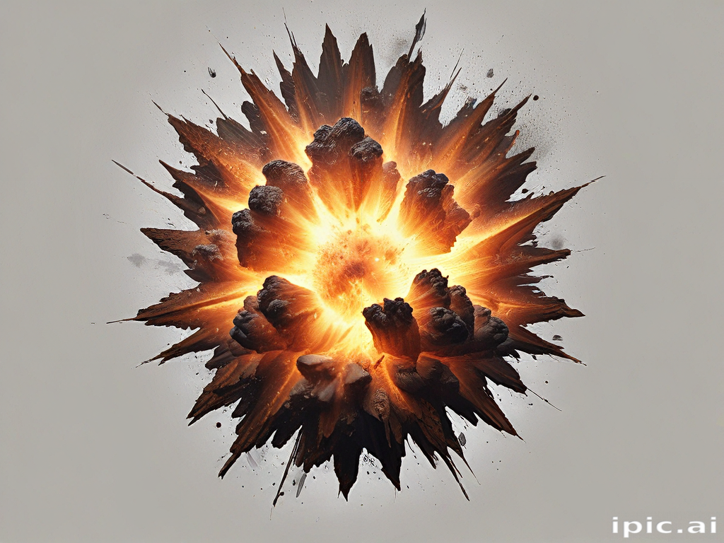 A Dramatic Explosion Erupts with Fiery Splendor and Fractured Debris.